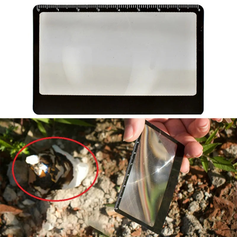 Encendedor Solar, regla de arranque de fuego, lupa de emergencia, hoja de aumento de bolsillo portátil, tarjeta para acampar al aire libre, viajar, escalar