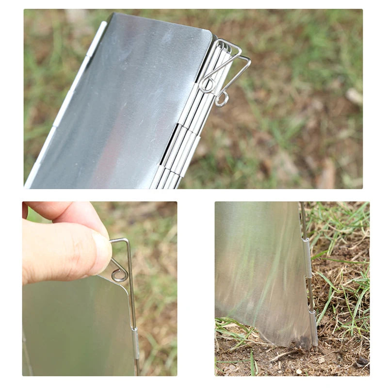 Estufa al aire libre protector contra el viento parabrisas de Camping 9 placas cocinas de Gas plegables deflectores de viento equipo de estufa herramienta de accesorios