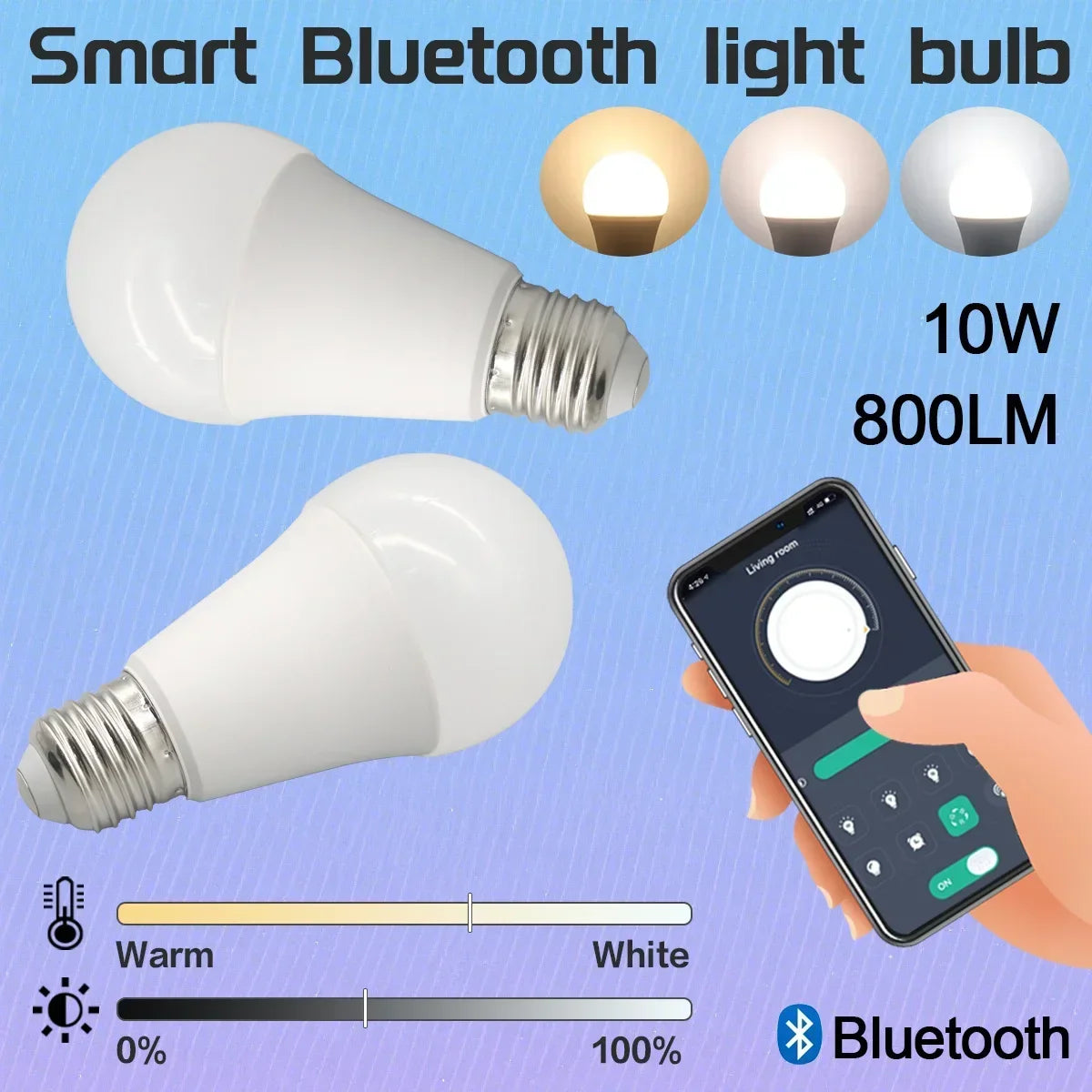 1-20 piezas regulable Bluetooth LED bombillas inteligentes aplicación E27 3000K-6500K iluminación 10W 220V 230V para dormitorio hogar Derec