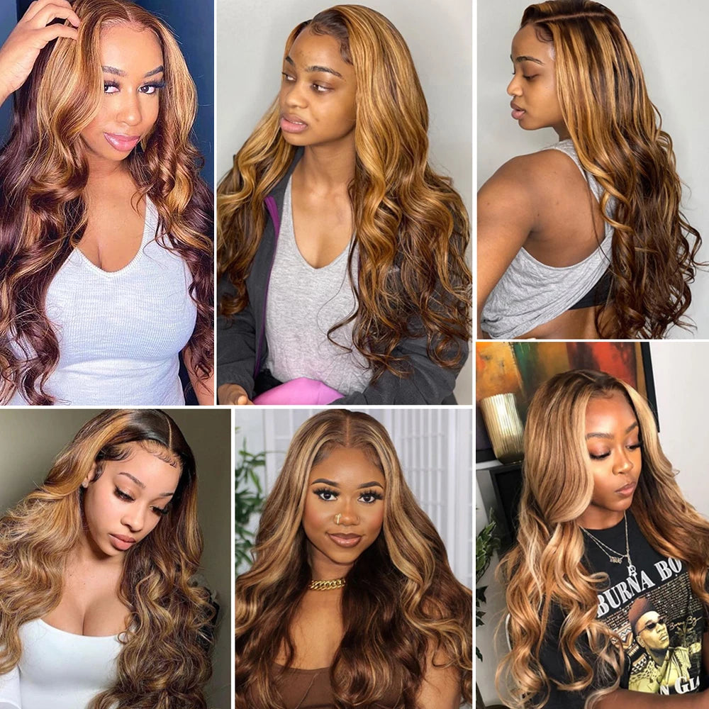 Peluca ondulada de cabello humano brasileño para mujeres negras, postizo de encaje Frontal 13x4, rubio miel, 13x6, HD, oferta