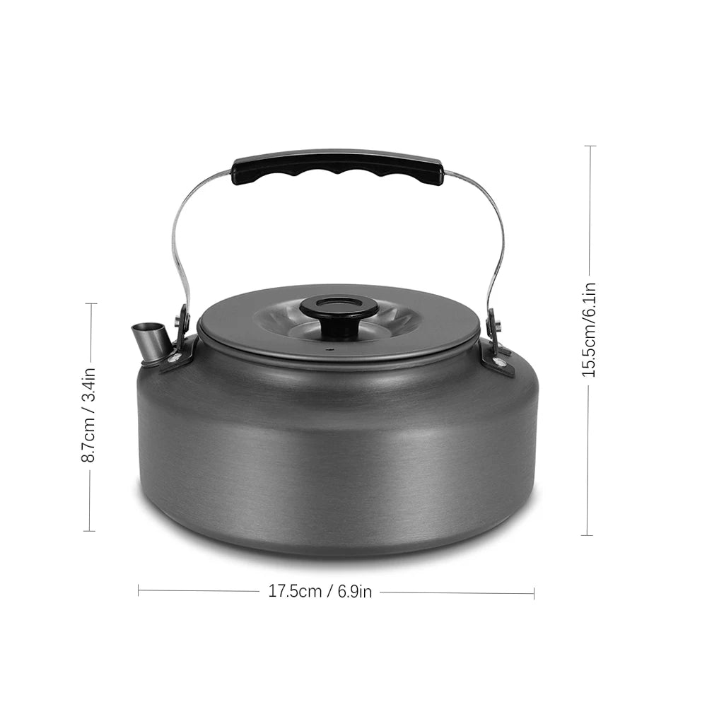Tetera de agua portátil de 1,6l, tetera de agua, cafetera, tetera de té de aleación de aluminio para interiores, para acampar al aire libre, senderismo, Picnic