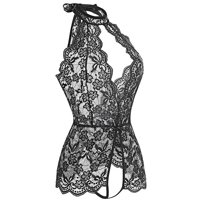 LencerÃa erótica para mujer, Body de peluche transparente de encaje, disfraz Porno para mujer, escote en V profundo, entrepierna abierta, muñeca bebé, falda Sexy, ropa interior