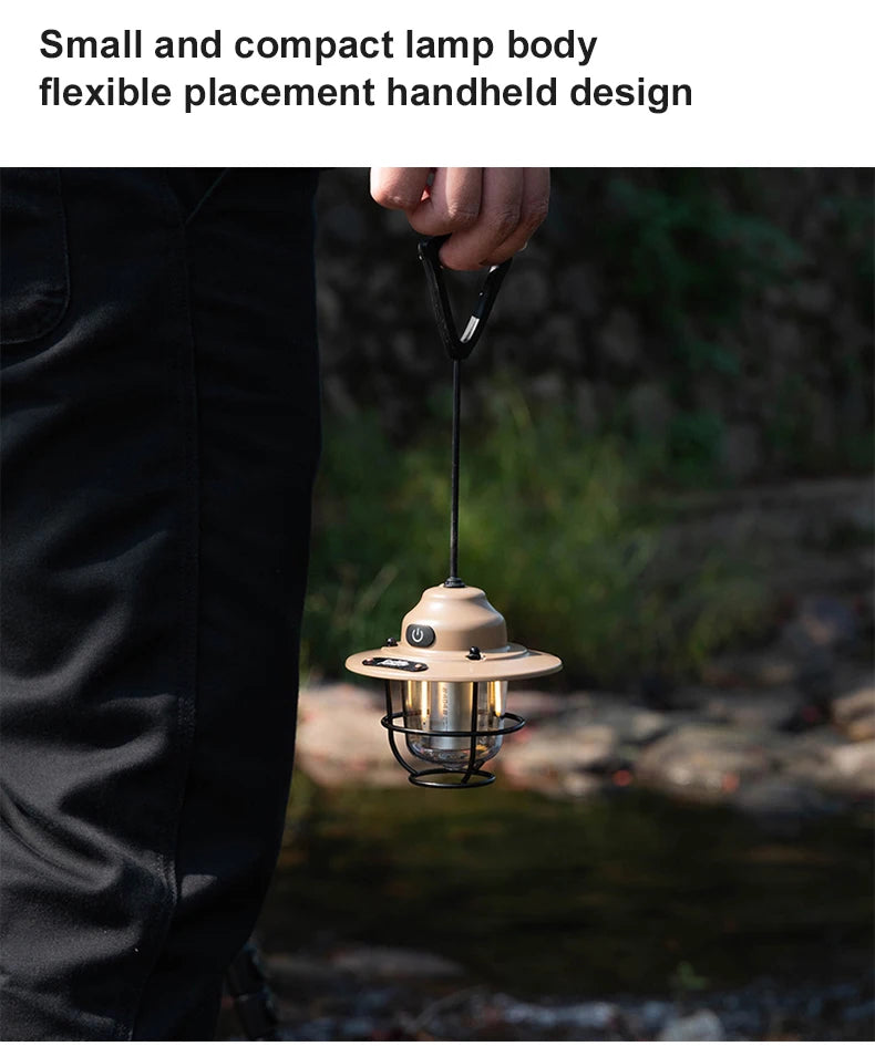 Linternas portátiles para acampar, lámpara colgante Retro para tienda, luz de Camping regulable impermeable, 1200mAh para senderismo, pesca, linterna de emergencia