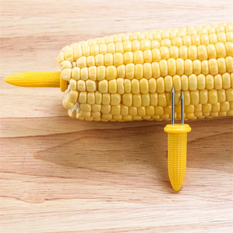 Tenedor de acero inoxidable para piezas, brochetas de maíz en la mazorca, tenedores de fruta para acampar al aire libre, herramientas de cocina para barbacoa, 10 unidades