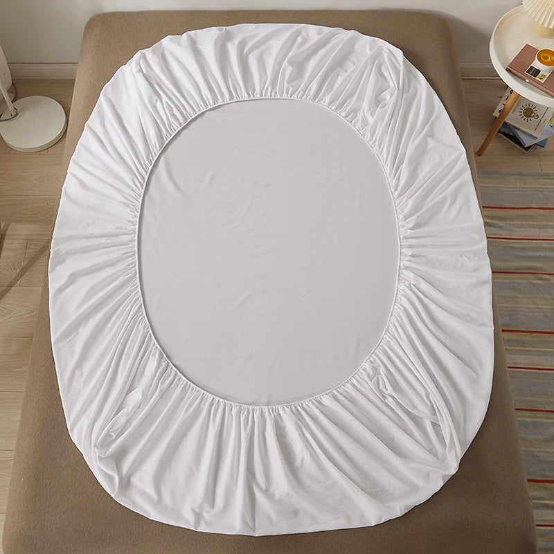 Sábana bajera 100% de algodón con banda elástica, funda de colchón ajustable antideslizante de Color sólido para camas individuales, dobles, King y Queen
