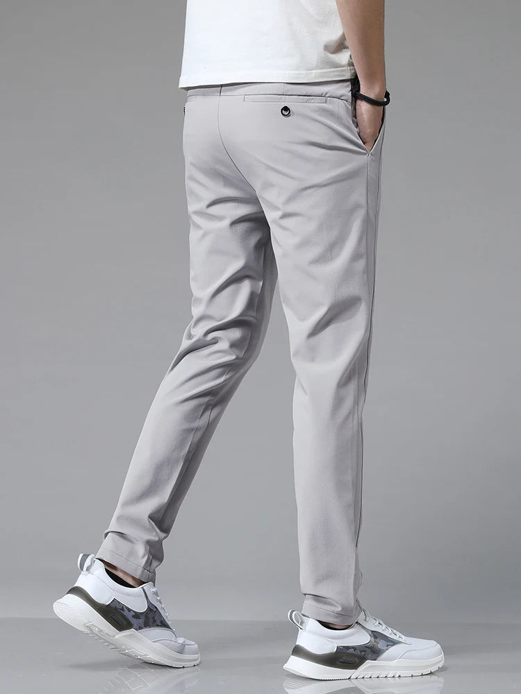 Pantalones informales rectos ajustados elásticos ultrafinos para hombre, pantalón deportivo de Golf transpirable de alta calidad, primavera y verano, 2024
