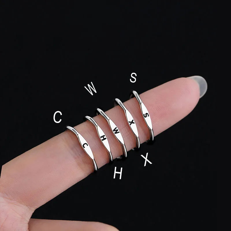 Anillo de Plata de Ley 925 con alfabeto inglés, anillo con inicial de nombre personalizado de estilo Simple, regalo de cumpleaños, joyería fina para mujer