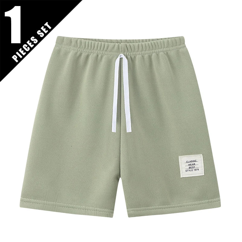 1/3/6 Pcs Children's Solid Color Drawstring Strap Shorts Boy Casual Fashion Pants Girl Joker Comfortable Elastic Waist Pants