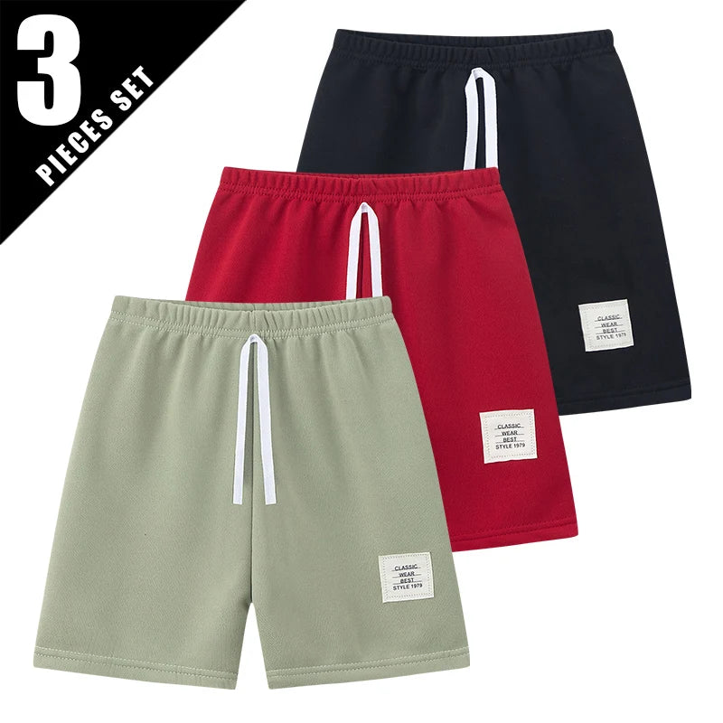 1/3/6 Pcs Children's Solid Color Drawstring Strap Shorts Boy Casual Fashion Pants Girl Joker Comfortable Elastic Waist Pants