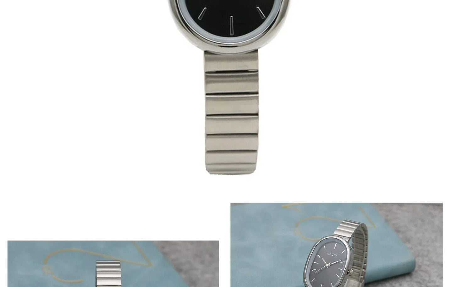 Reloj de cuarzo ovalado con esfera pequeña para mujer, correa de bambú de acero inoxidable, reloj de pulsera de regalo de lujo a la moda para estudiantes y niñas, envío directo