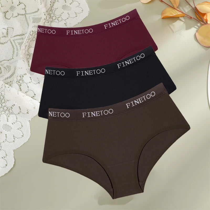 FINETOO, 3 uds., ropa interior con cinturón de algodón con letras, bragas para mujer, bragas sexis transpirables de cintura baja, lencerÃa cómoda elástica para mujer