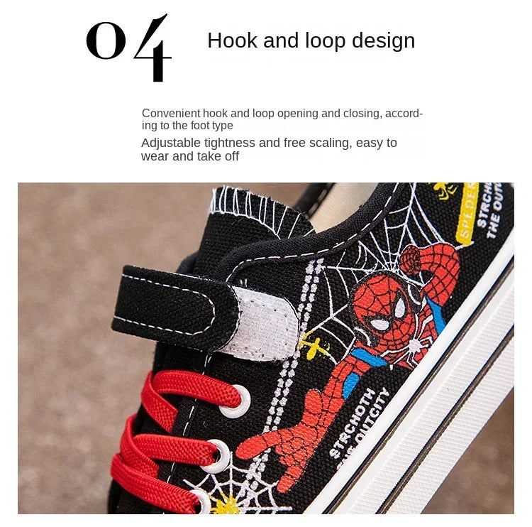 Zapatos de lona Disney para niños, zapatillas de deporte de Spiderman para niños, zapatos antideslizantes para estudiantes, zapatos deportivos de fondo suave para exteriores