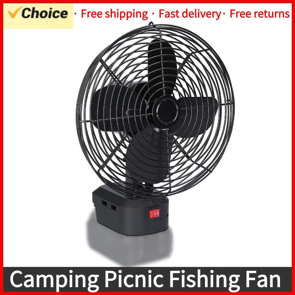 Ventilador de Camping portátil multifuncional para interiores y exteriores, ventilador de Metal inalámbrico, batería de litio, velocidad ajustable, para Picnic y Pesca