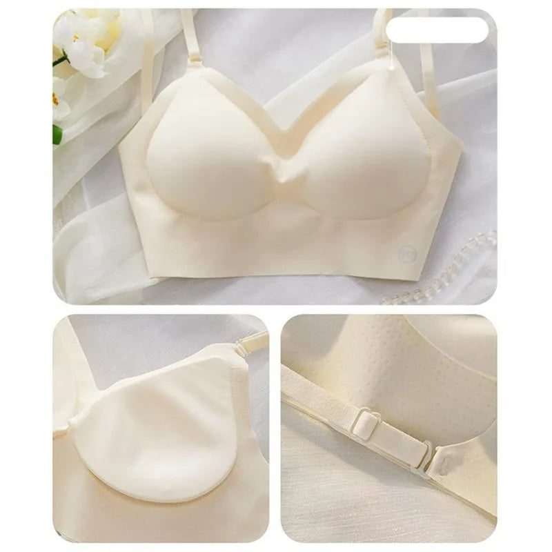 Sujetadores acolchados sin costuras ultrafinos para mujer, ropa interior de seda de hielo, lencería Sexy de pecho pequeño, Push Up, Tops de tubo Sexy, sujetador íntimo