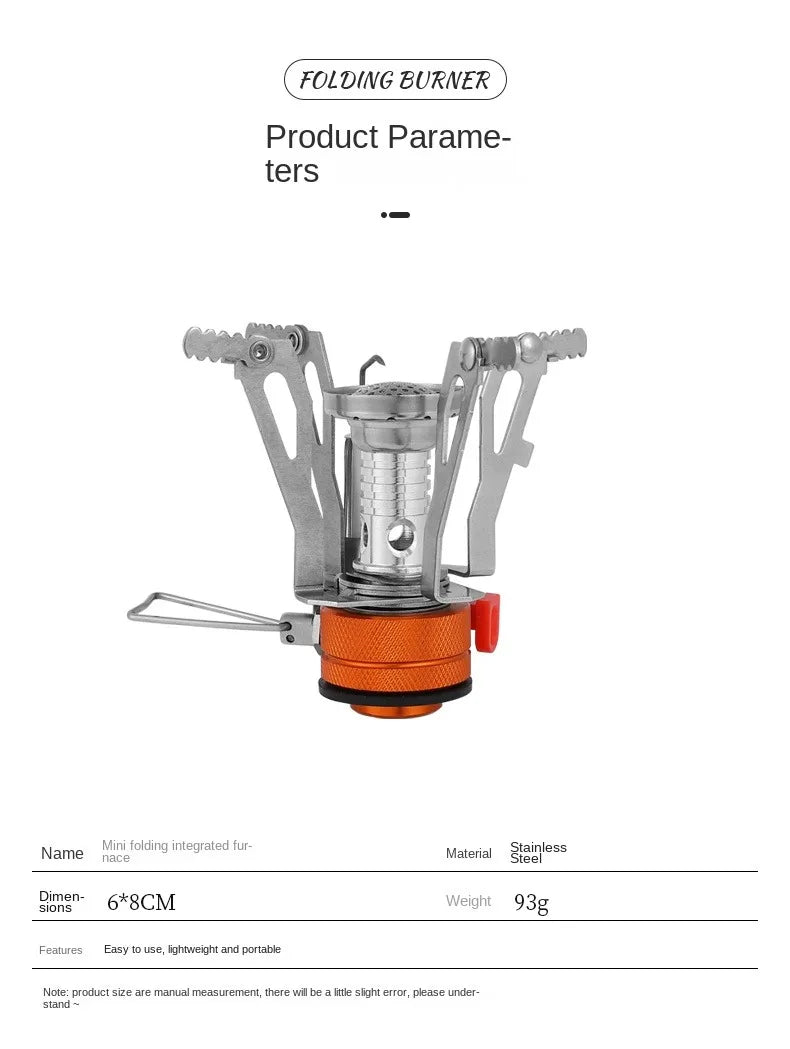 Estufa plegable para exteriores, Mini estufa de Gas de aleación ultraligera para acampar, senderismo, horno de Gas, cocina portátil para pícnic al aire libre