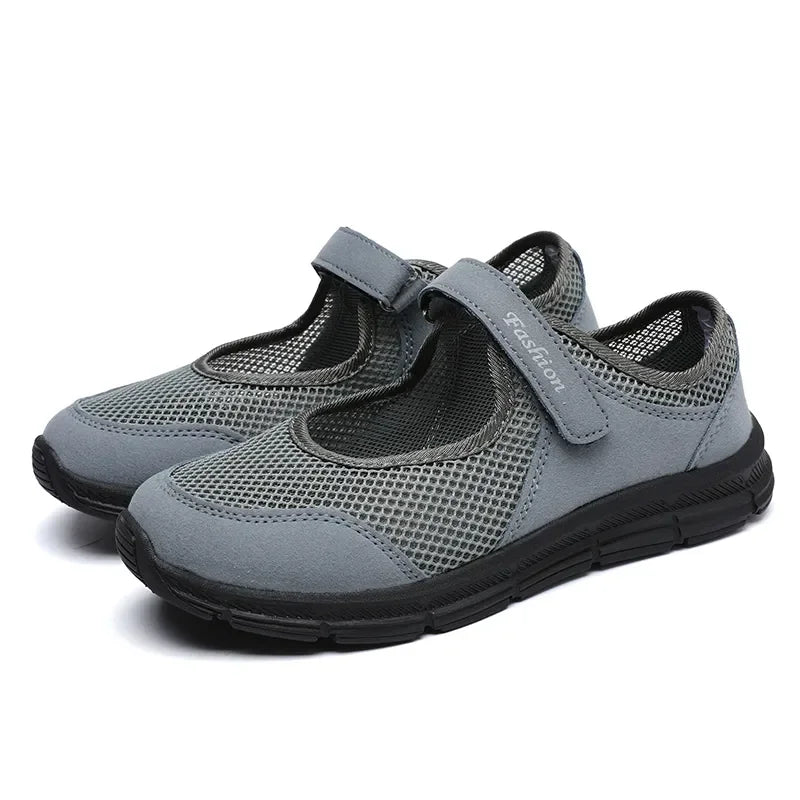 Zapatos vulcanizados transpirables para mujer, zapatillas de deporte de malla transpirable a la moda, zapatos de trabajo informales para caminar, color blanco