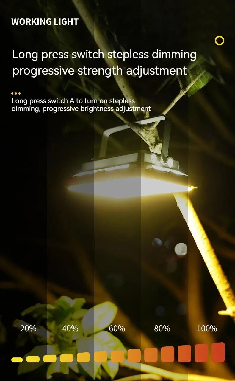 Luz LED para tienda de campaña, reflector recargable, iluminación de emergencia para exteriores de alta potencia, lámparas de noche colgantes portátiles impermeables