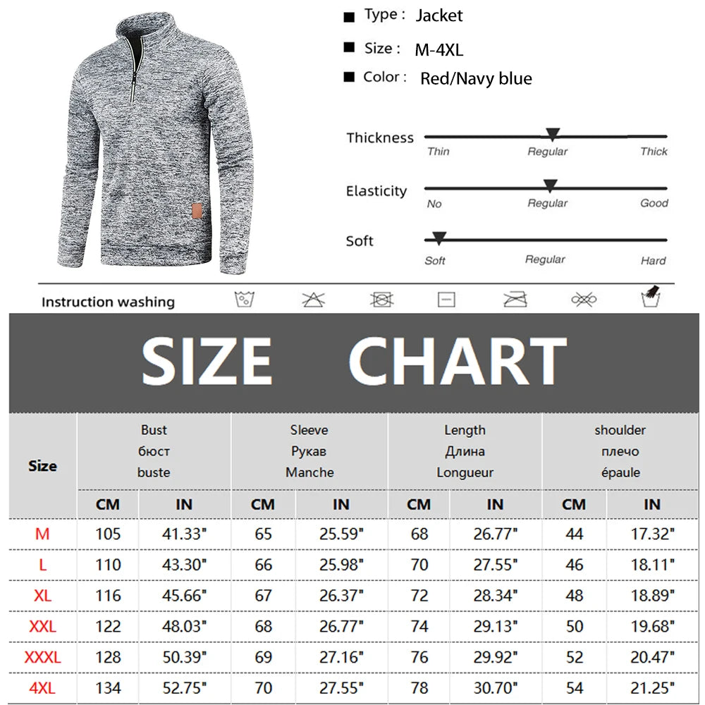 Jersey para hombre, sudaderas más gruesas, jersey con media cremallera para hombre, sudadera con capucha para hombre, suéteres de cuello alto de Color sólido de otoño