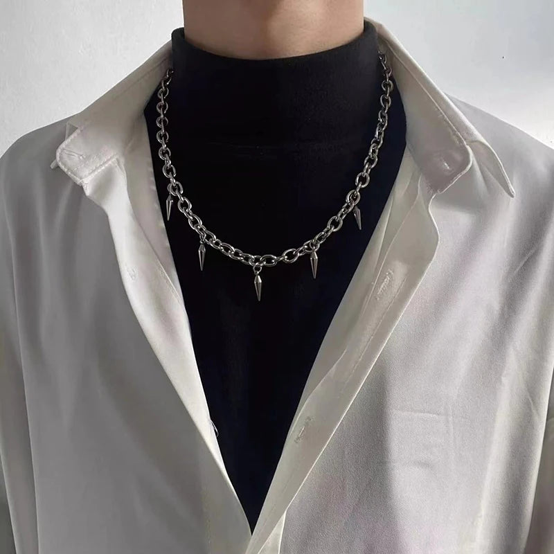 Collar con tachuelas estéticas Punk de acero inoxidable, gargantilla para hombre, collar con colgante de remache de Hip Hop para mujer, regalos de joyerÃa gótica