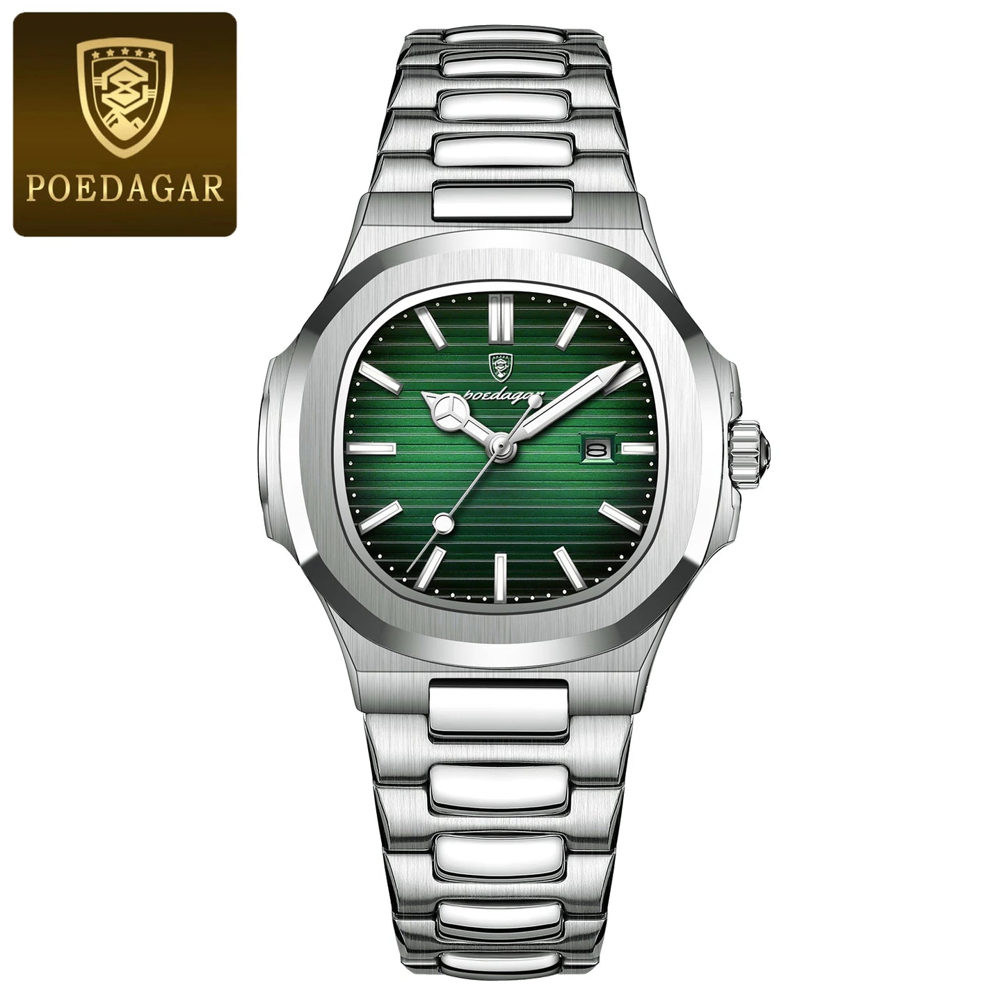 Reloj POEDAGAR cuadrado de lujo para mujer, reloj de pulsera resistente al agua con fecha luminosa para mujer, relojes de cuarzo de moda de acero inoxidable para mujer