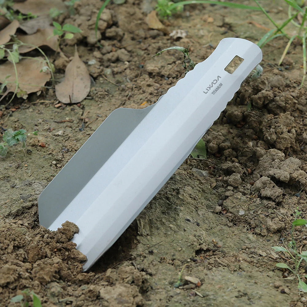 Lixada palas de titanio para acampar al aire libre, pala compacta para caca, paleta ultraligera, mochilero, herramienta múltiple para senderismo, supervivencia