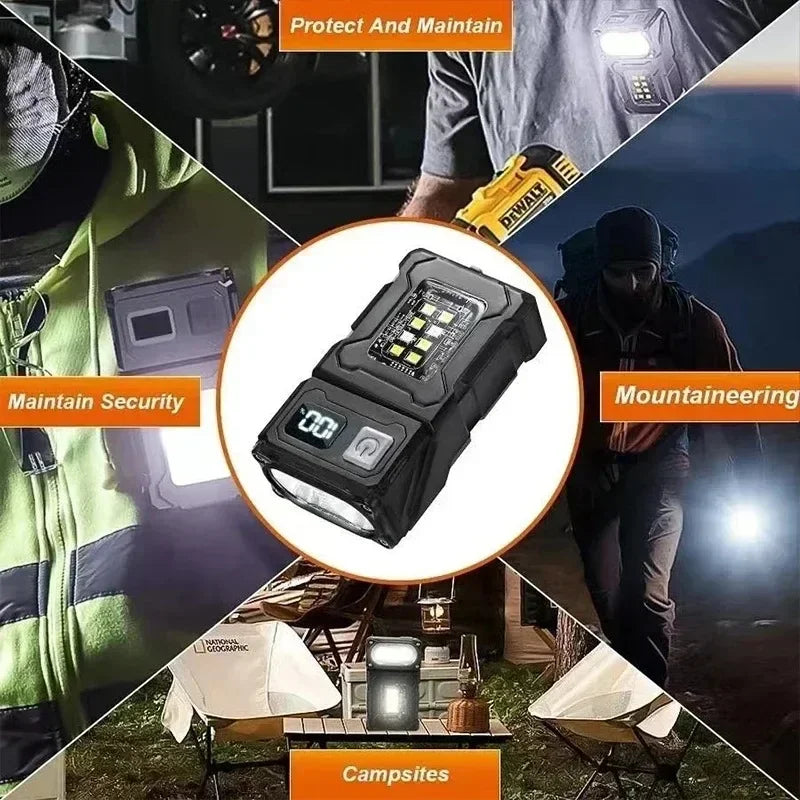 Luz de trabajo al aire libre Mini imán portátil LED USB recargable luz de Camping con mochila correa Clip herramientas de senderismo