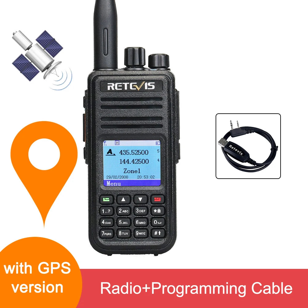 Retevis RT3S DMR walkie talkies de largo alcance radio portátil recargable radio a pilas camping walkie talkie emisora radioaficionado radio emergencia supervivencia profesionales walkie-talkies Cifrado AES256 GPS APRS