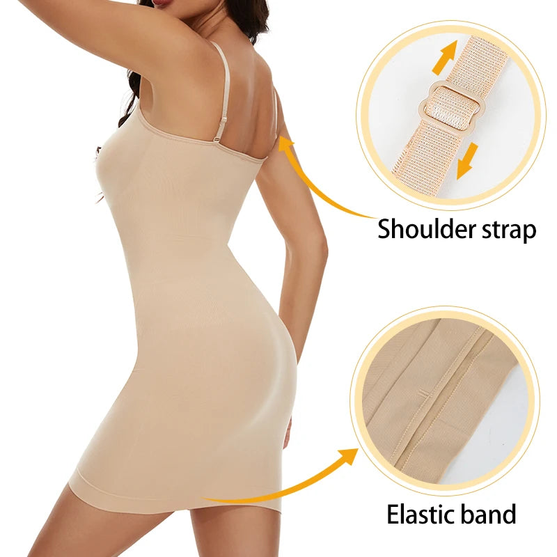 Ropa moldeadora sin tirantes para mujer, deslizadores completos para debajo de los vestidos, contracción Invisible del vientre, Control de barriga, vestido moldeador de cuerpo adelgazante
