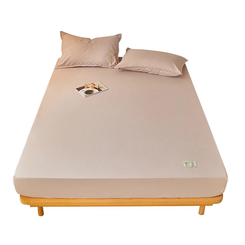 Sábana bajera de algodón 100% con banda elástica, Funda de colchón ajustable antideslizante de Color sólido para cama individual, doble, King y Queen