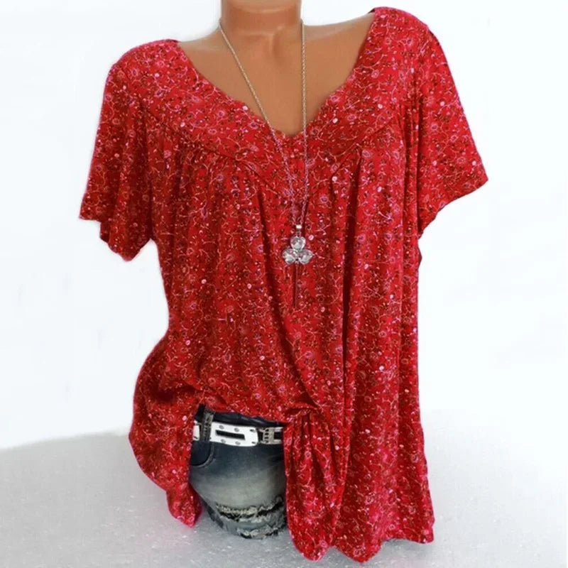 Camiseta holgada sin mangas para mujer, ropa de dormir de casa con cuello en V, Tops con estampado Floral, camisetas informales sexys a la moda para mujer
