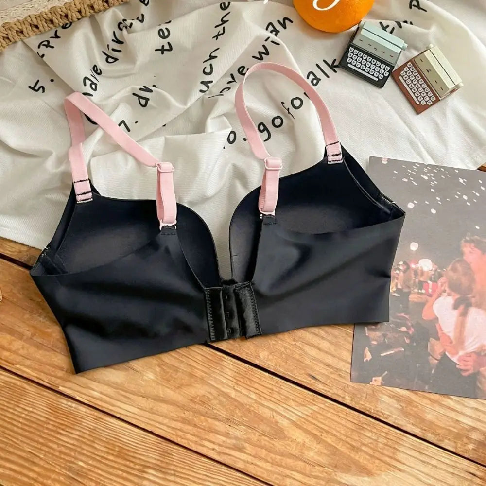 Sujetador ajustado inalámbrico con escote en V profundo, sujetador sin costuras a prueba de golpes para mujer, lencería antiflacidez, ropa interior push-up para niñas