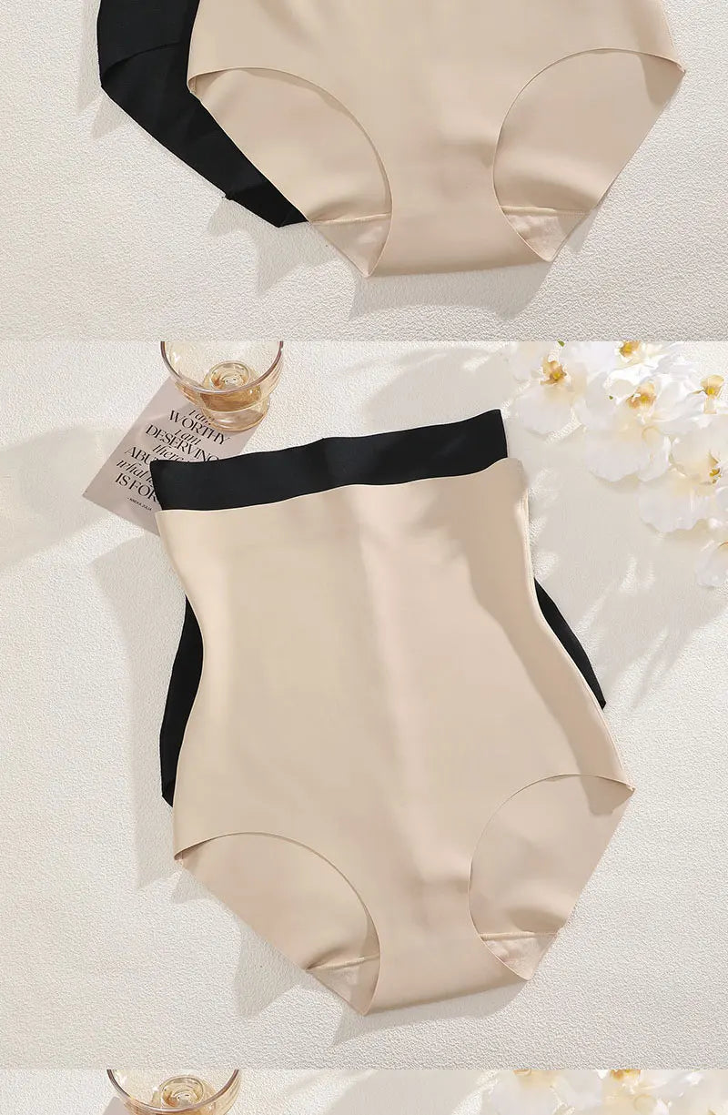 FINETOO, 1 unidad, 2024, nueva ropa interior ajustada de cintura alta para el vientre, ropa interior de seda helada para mujer, pantalones ajustados posparto finos sin costuras con forma de vientre