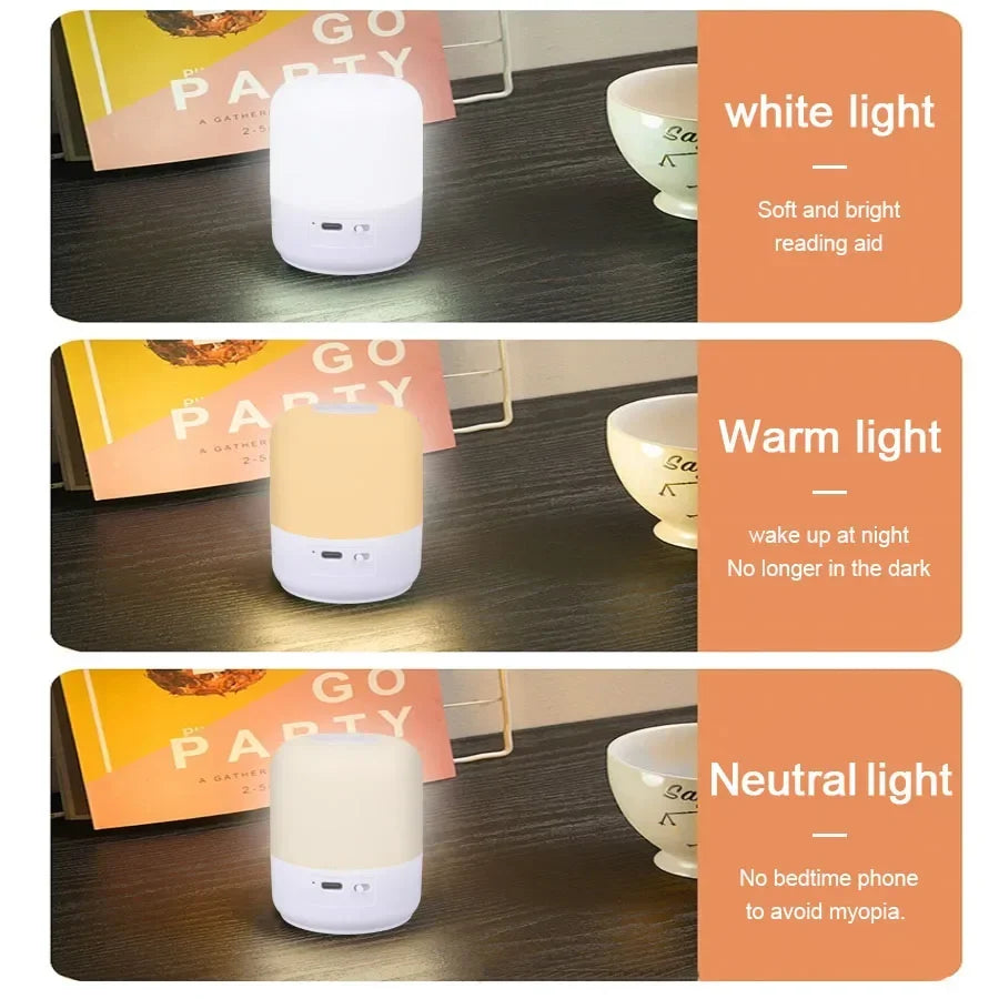 Linterna de Camping táctil, tres tipos de luz, ajuste táctil, luz suave de irradiación, luz recargable, luz de emergencia para exteriores