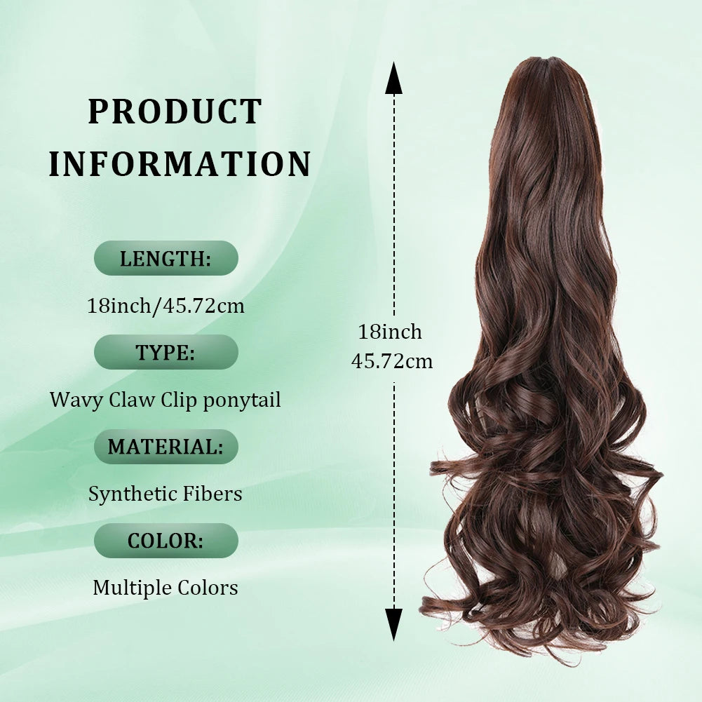 Extensión de cola de caballo, pinza sintética en postizo, extensiones de cabello de cola de caballo onduladas y rizadas, peluca larga de cola de caballo para mujer