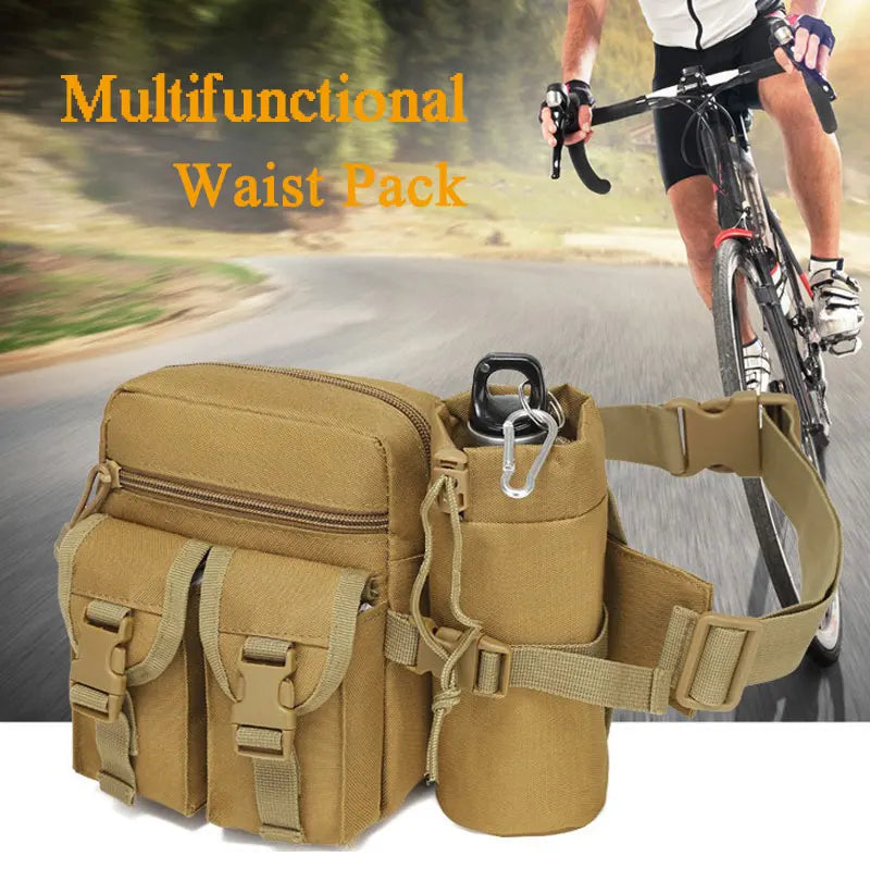 Riñonera táctica para exteriores, bolsa de nailon para botella de agua para teléfono y senderismo, paquete de equipo de herramientas deportivas, bolsa con cinturón para caza, escalada y acampada
