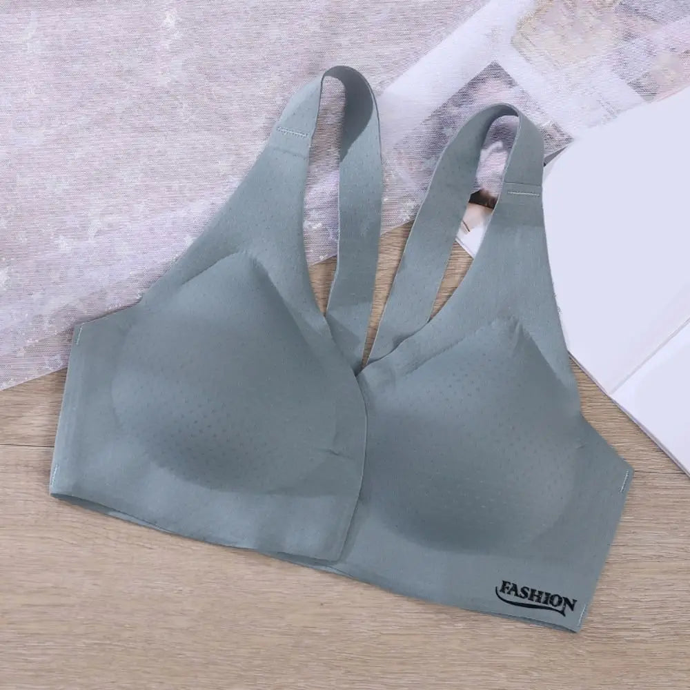 Sujetador inalámbrico con hebilla frontal en V profundo, sujetador antiflacidez a prueba de golpes para mujer, lencería de Copa grande, sujetadores sin costuras para niñas y mujeres