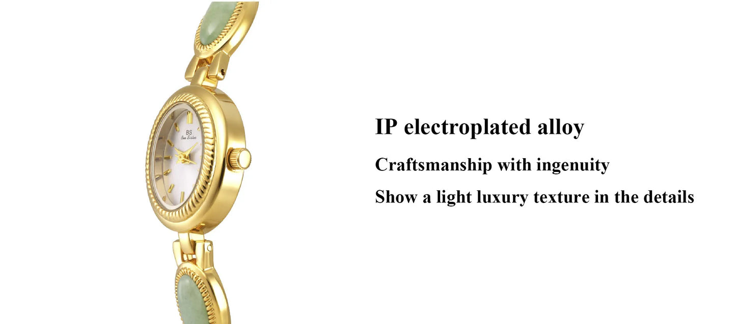 Reloj UTHAI para mujer, pulsera para mujer, marca de lujo, resistente al agua, piedra Dongling Natural Retro, Jade Hotan, relojes de cadena avanzados, regalo