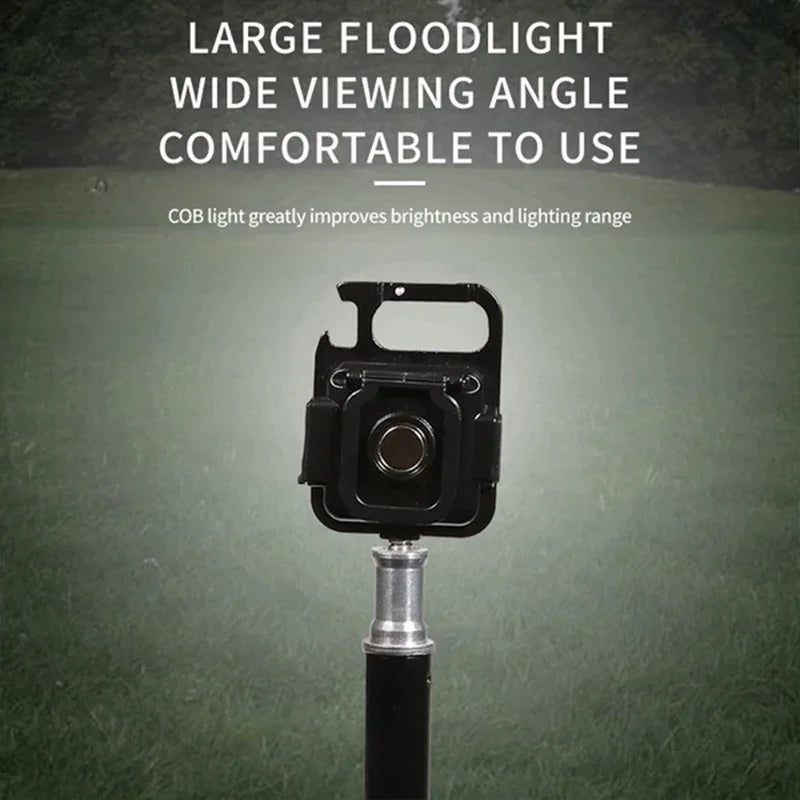 Llavero con luz Mini linterna multifuncional para acampar, LED recargable por USB, portátil, brillante, COB, Clip de bolsillo, linterna para trabajo al aire libre