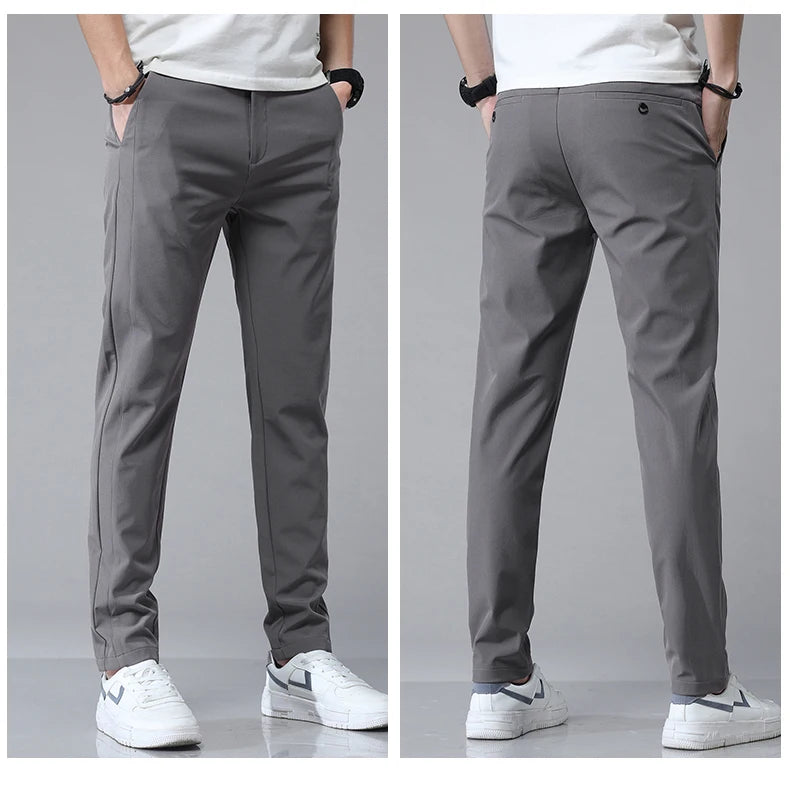 Pantalones informales rectos ajustados elásticos ultrafinos para hombre, pantalón deportivo de Golf transpirable de alta calidad, primavera y verano, 2024