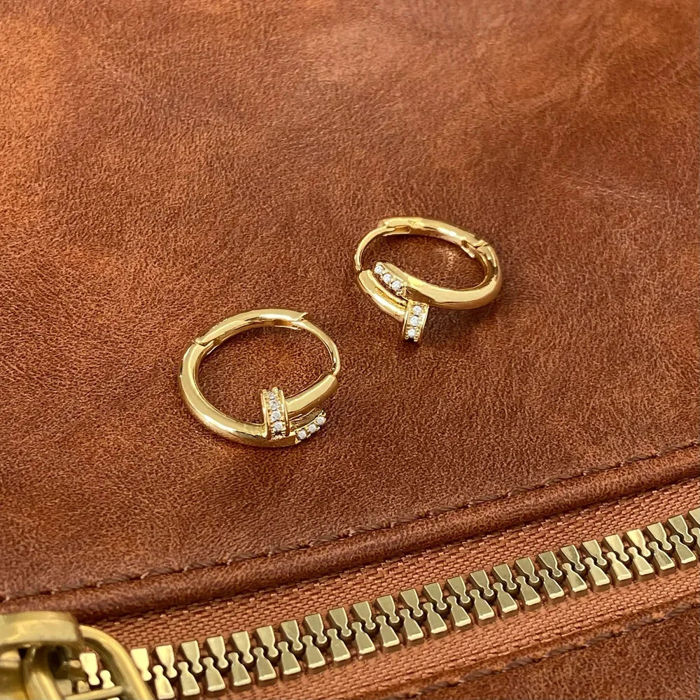 Pendientes redondos de aro para mujer, Plata de Ley 925 auténtica con circonita, joyería fina minimalista de moda, accesorios de herramientas brillantes