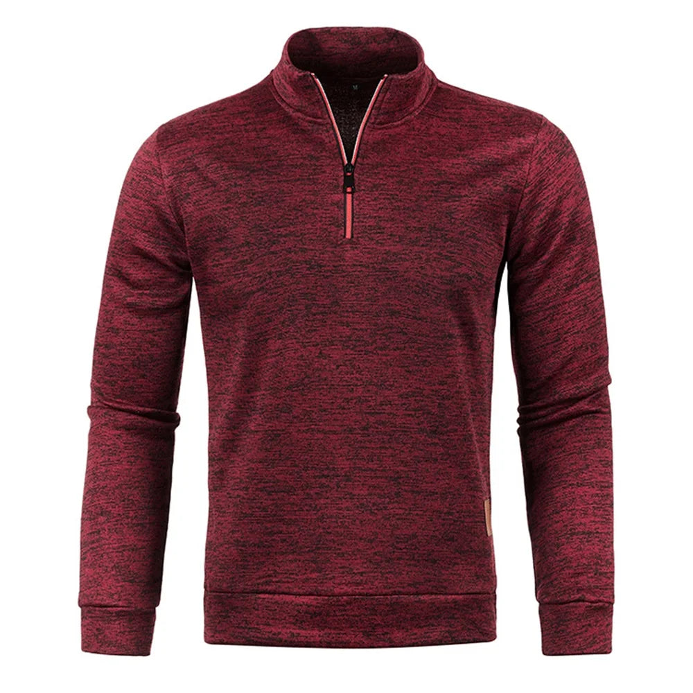 Jersey para hombre, sudaderas más gruesas, jersey con media cremallera para hombre, sudadera con capucha para hombre, suéteres de cuello alto de Color sólido de otoño