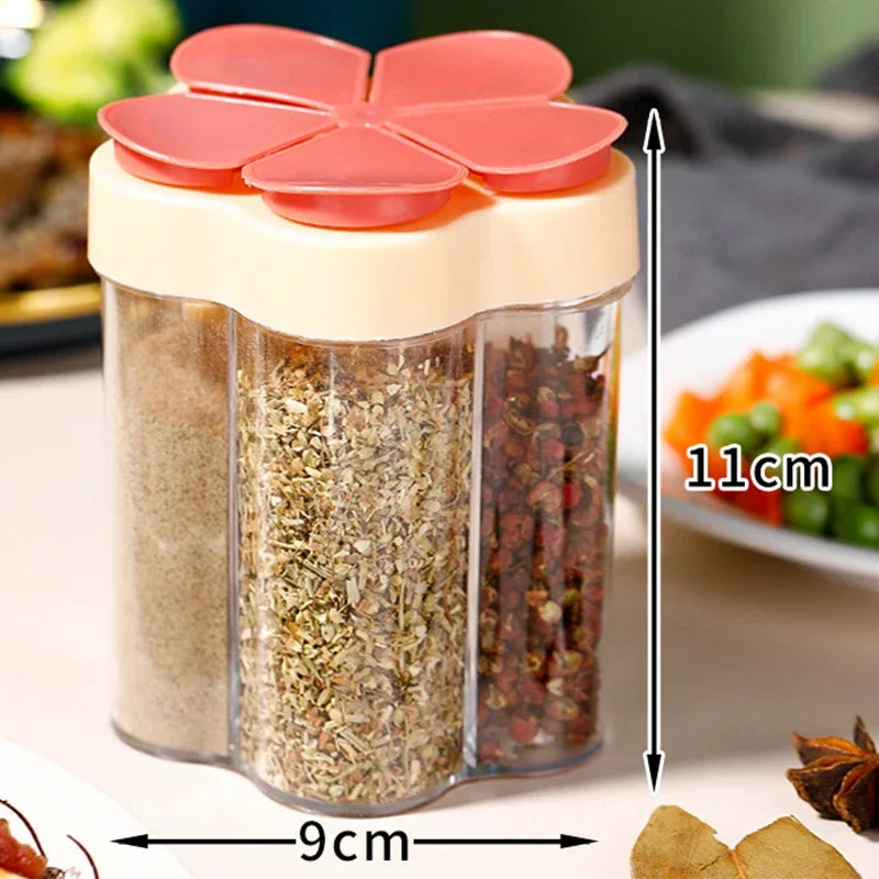 Tarro de condimentos para acampar con tapas, compartimento transparente para especias para cocinar al aire libre, barbacoa, salero y pimienta, Camping al aire libre