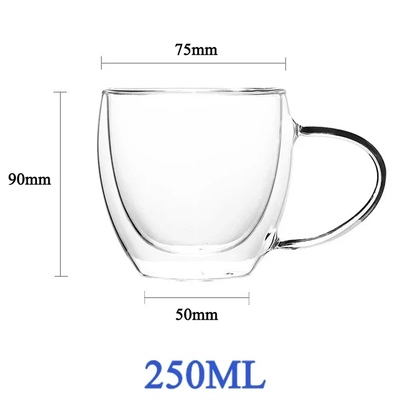 1-6 uds 80-450ML resistente al calor taza de cristal de té de doble pared cerveza café hecho a mano creativo bebida fría juego de vajilla transparente
