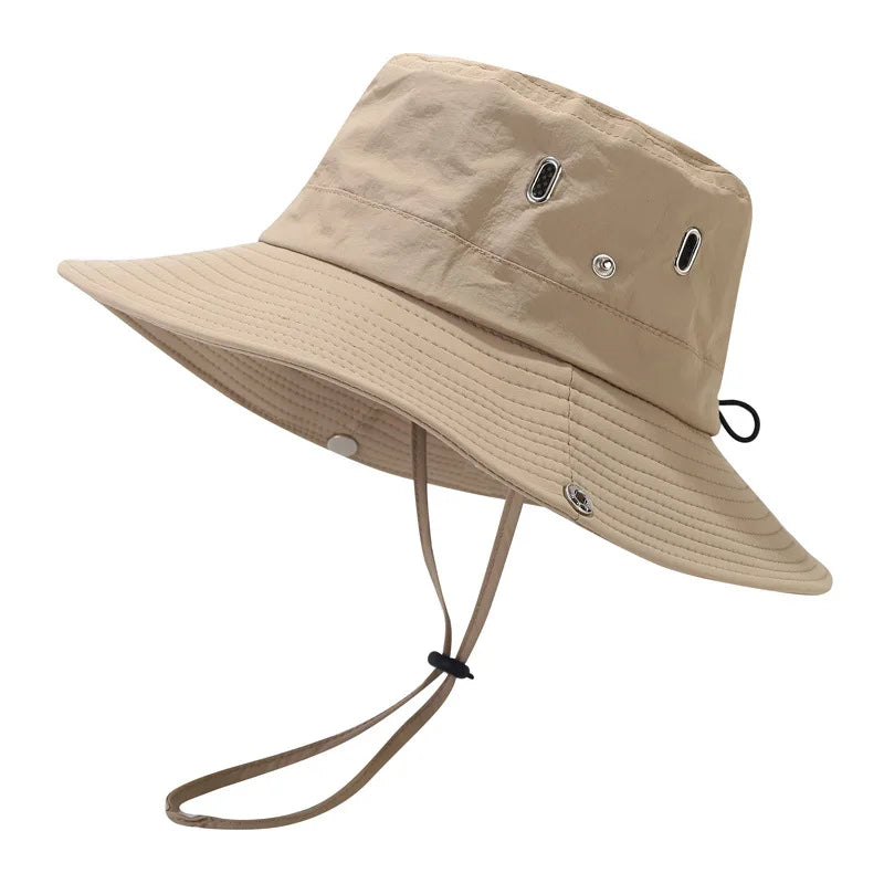 Sombrero de pescador de ala ancha y grande para hombre, gorra impermeable con protección UV para el sol, senderismo, pesca, escalada, sombreros de cubo de Safari de gran tamaño, verano