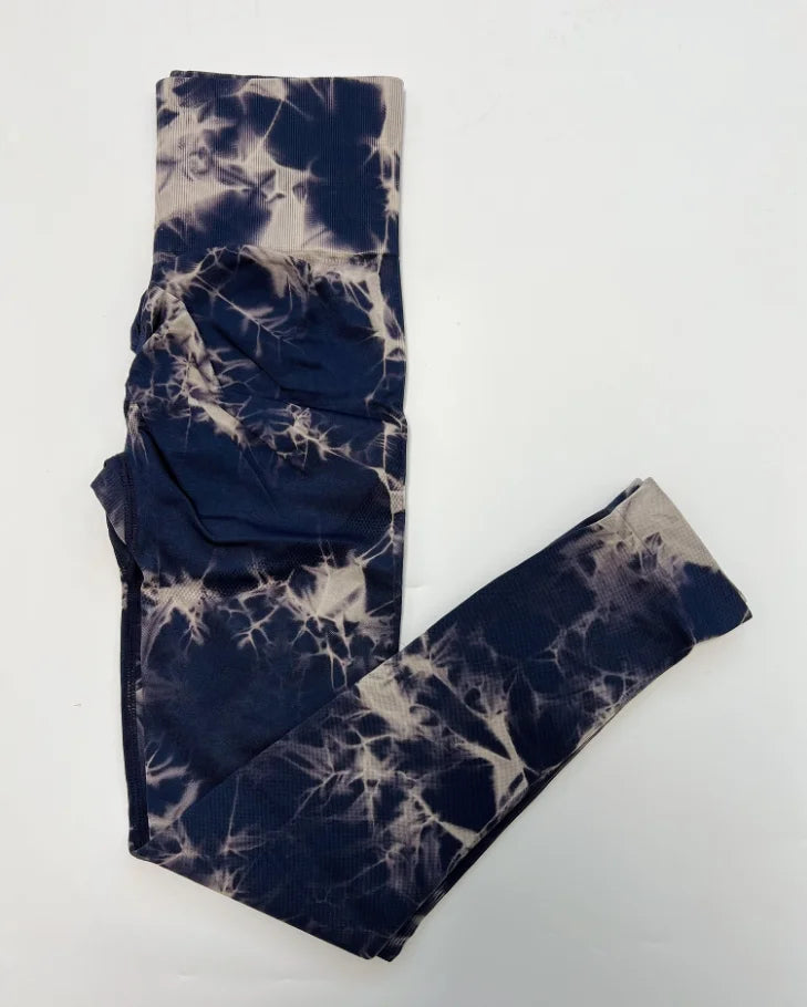 Mallas de gimnasio Tiedye para Mujer, pantalones sin costuras de realce para Mujer, mallas deportivas sin costuras para Fitness, mallas de entrenamiento de cintura alta para Yoga, envío directo
