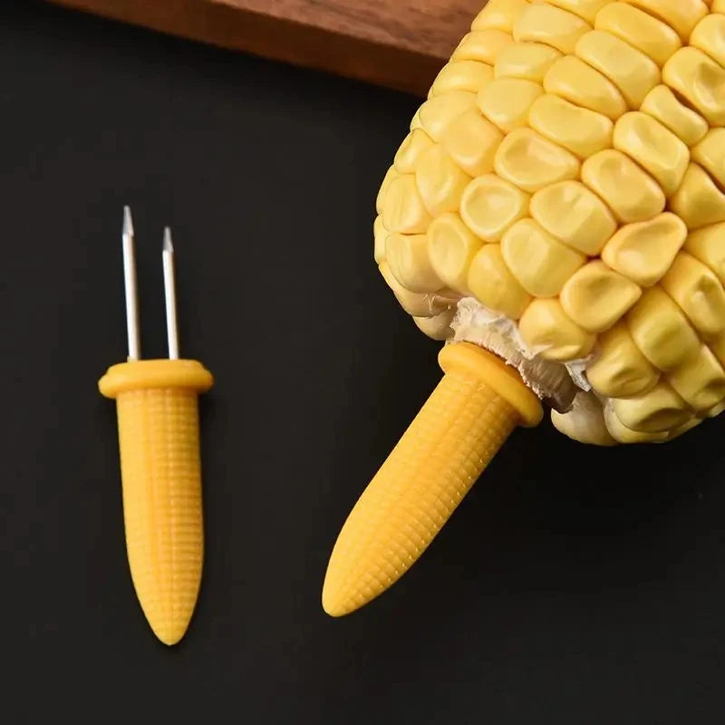 Tenedor de acero inoxidable para piezas, brochetas de maíz en la mazorca, tenedores de fruta para acampar al aire libre, herramientas de cocina para barbacoa, 10 unidades