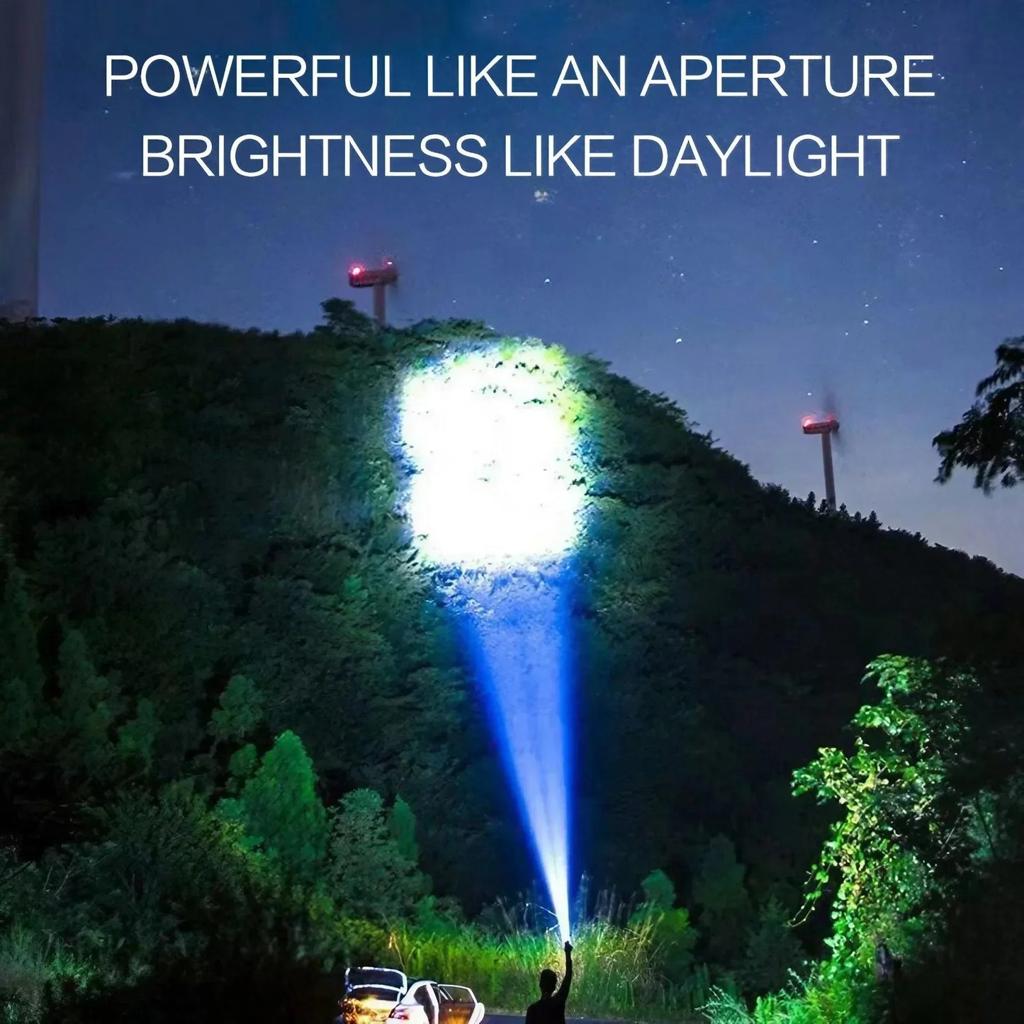 Portable 9-Core USB Rechargeable LED Flashlight Dual Light Source Camping Hiking Outdoor Multi-Use Light