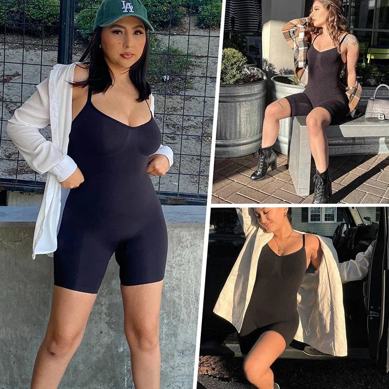 Nuevo Body moldeador para mujer, camiseta sin mangas con Control de barriga, moldeador de cuerpo completo, pantalones cortos antirozaduras, entrenador de cintura adelgazante, levantador de glúteos