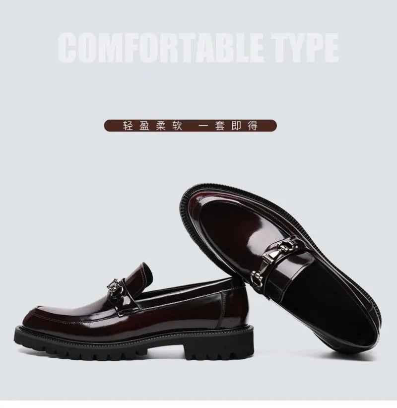 Zapatos de vestir de cuero para hombre, hebilla de calle de caballo, zapatos Oxford de alta calidad para hombre, zapatos formales para fiesta de boda y oficina, talla grande 38-48