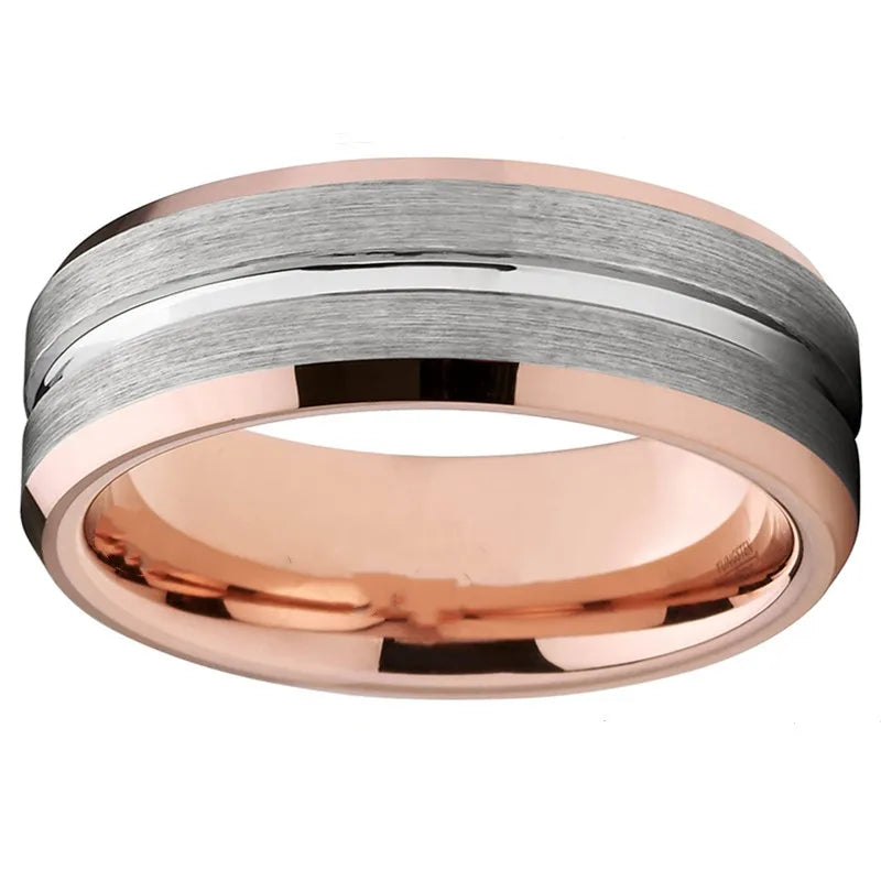 Anillos de boda de tungsteno negro de 8mm a la moda para hombre, anillo de compromiso con borde biselado y ranura negra para regalos de San ValentÃÂn, joyerÃÂa